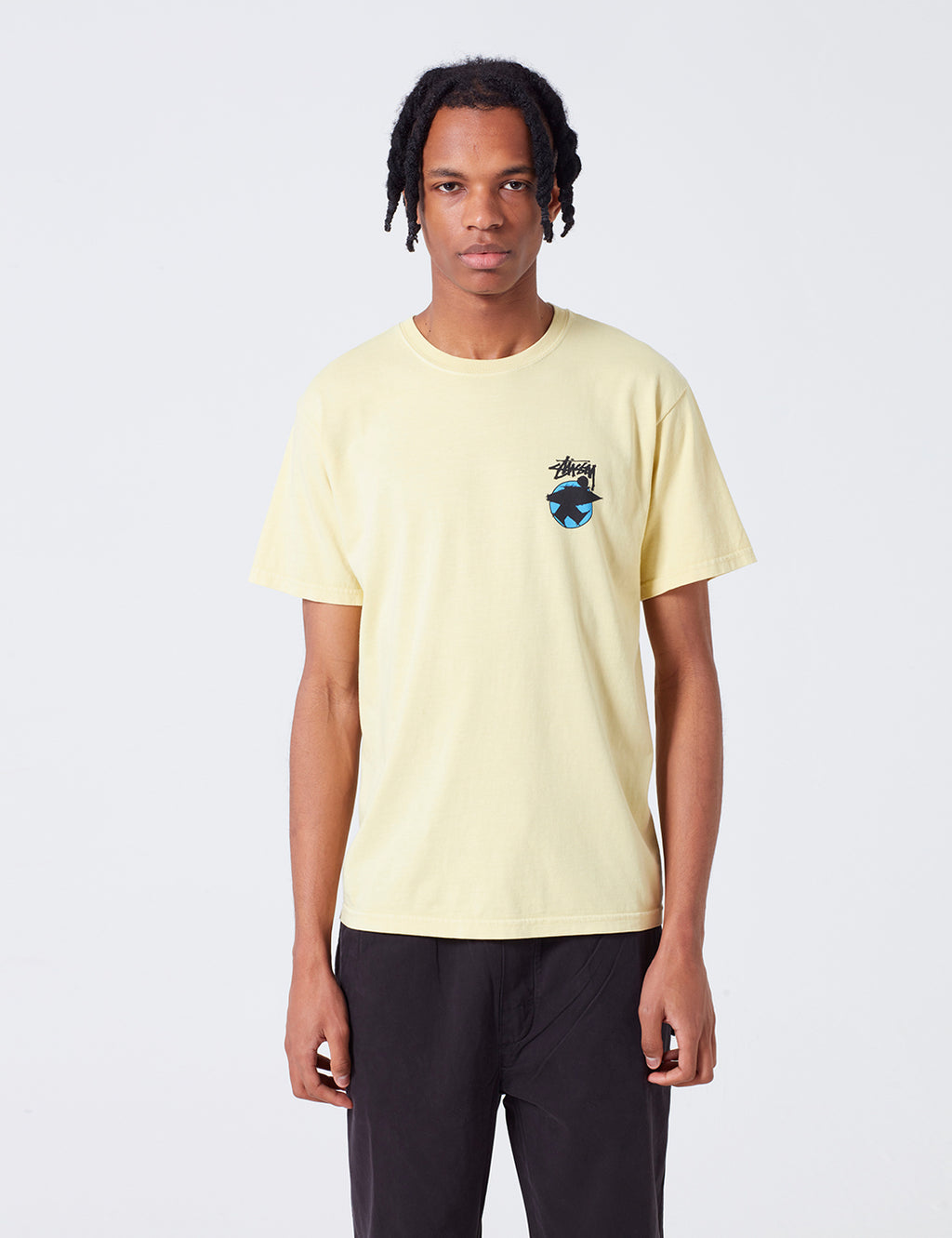 Stussy Surfman Dot Pigment Dyed T-Shirt - Yellow | URBAN EXCESS