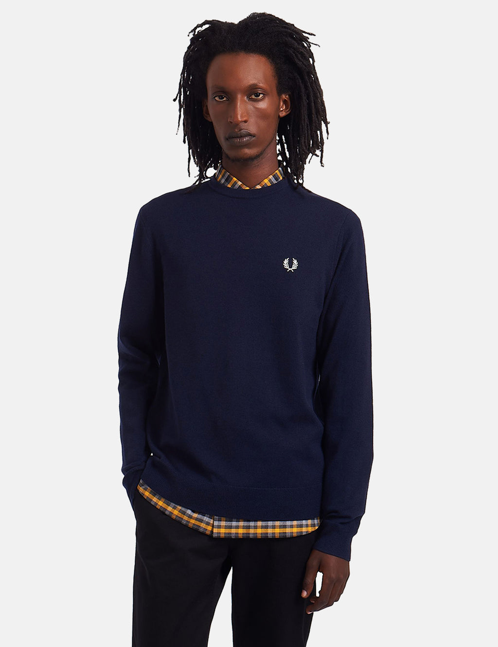 Fred Perry Classic Crew Neck Jumper - Navy Blue I Urban Excess