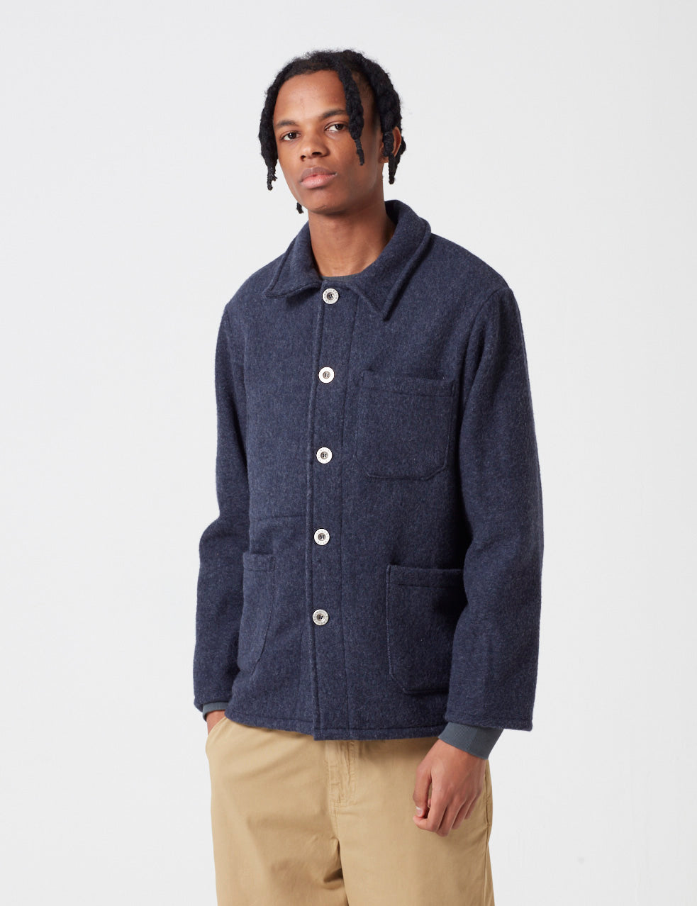 Le Laboureur Wool Work Jacket - Navy | URBAN EXCESS.