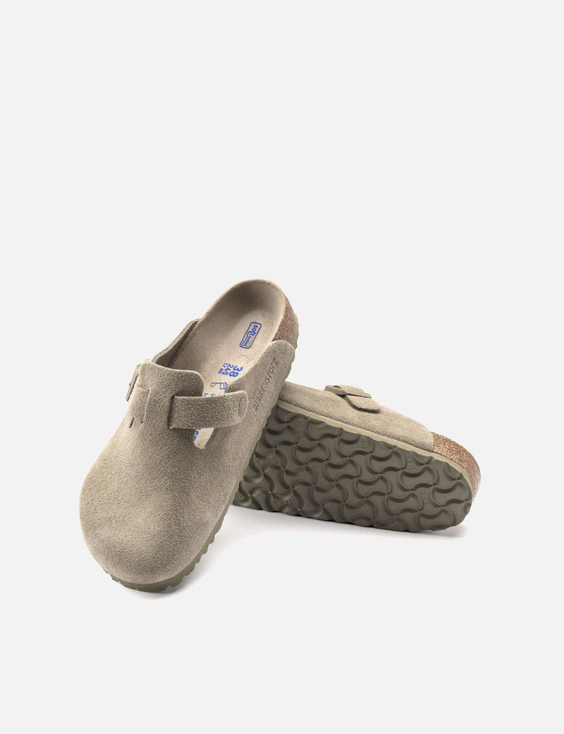 Birkenstock Womens Boston Suede (Narrow) - Faded Khaki