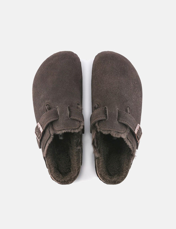 Birkenstock Womens Boston Shearling (Narrow) - Mocha Brown
