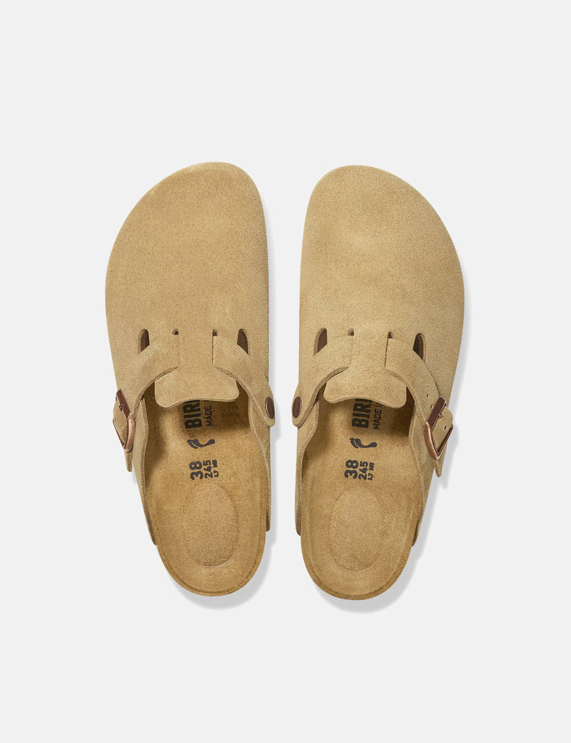 Birkenstock Boston Suede Leather (Regular) - Latte Cream