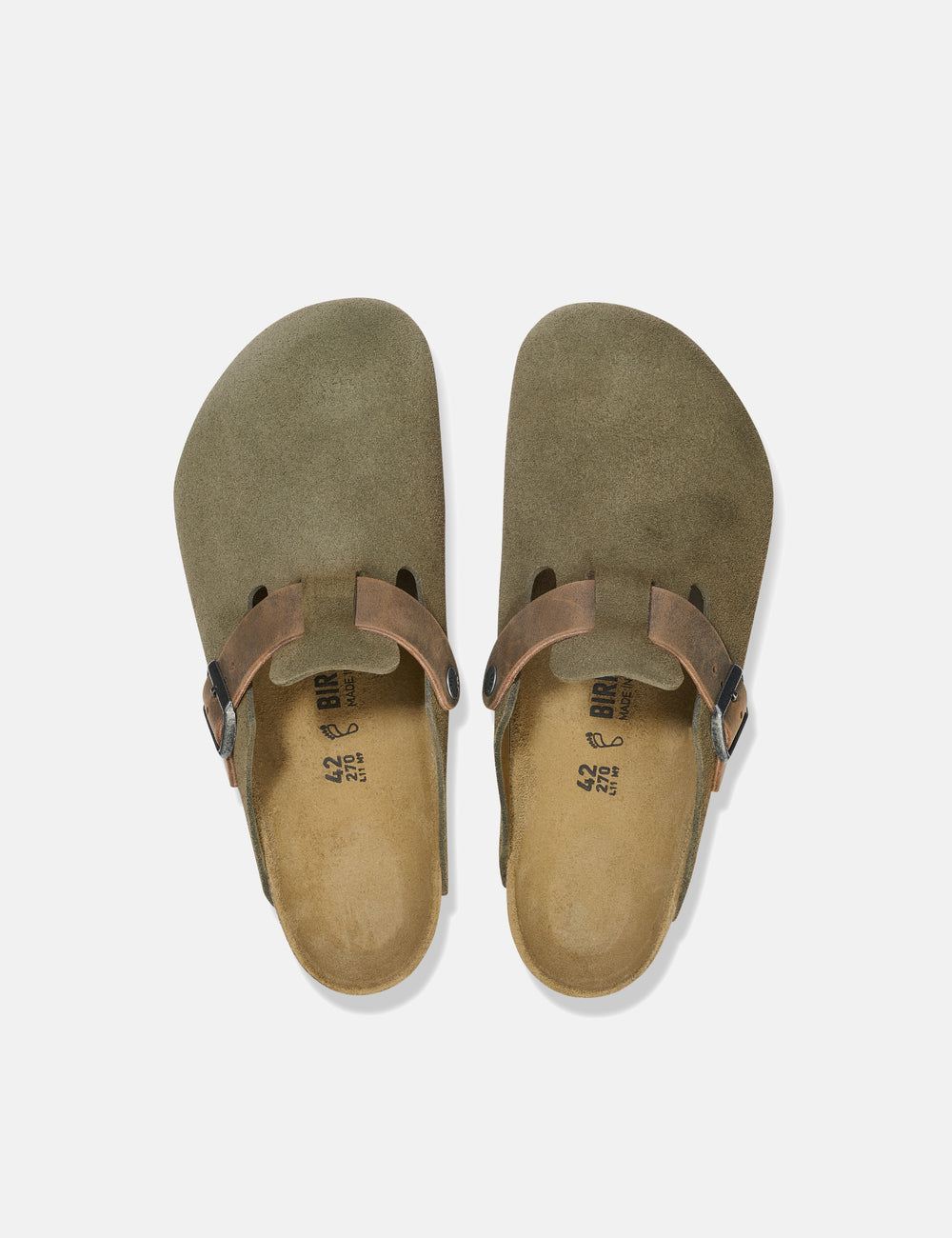 Birkenstock Green Clogs Boston Soft Footbed Clog Mountain View/Suede