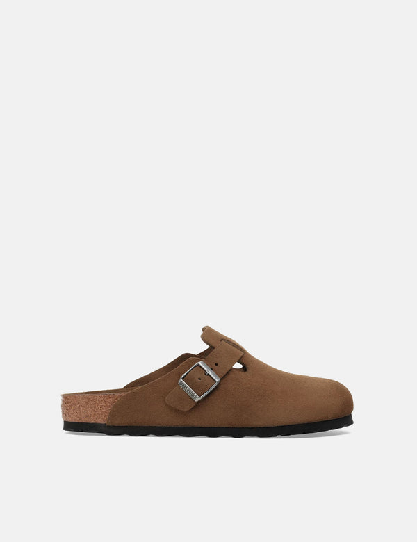 Birkenstock Boston Suede Clogs (Regular) - Dark Tea Brown