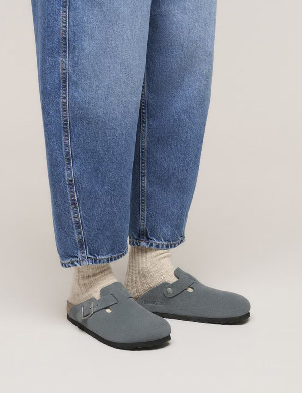 Birkenstock Boston Suede Clogs (Regular) - Basalt Gray