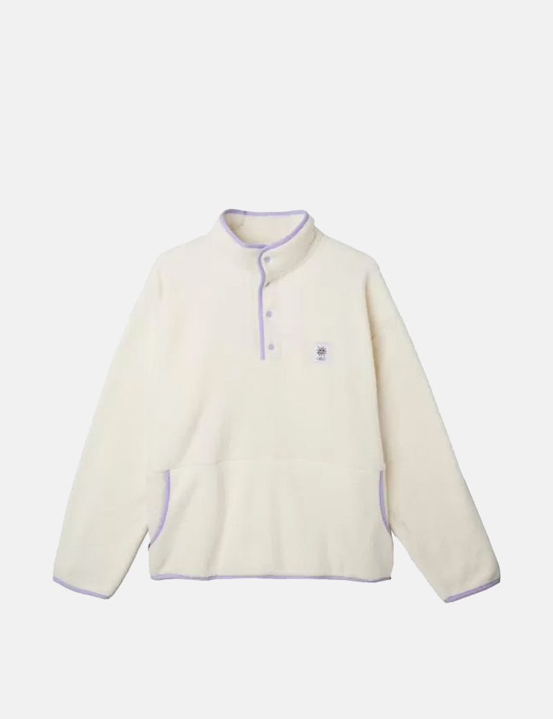 Obey Rays Mockneck Polar Fleece - Unbleached White