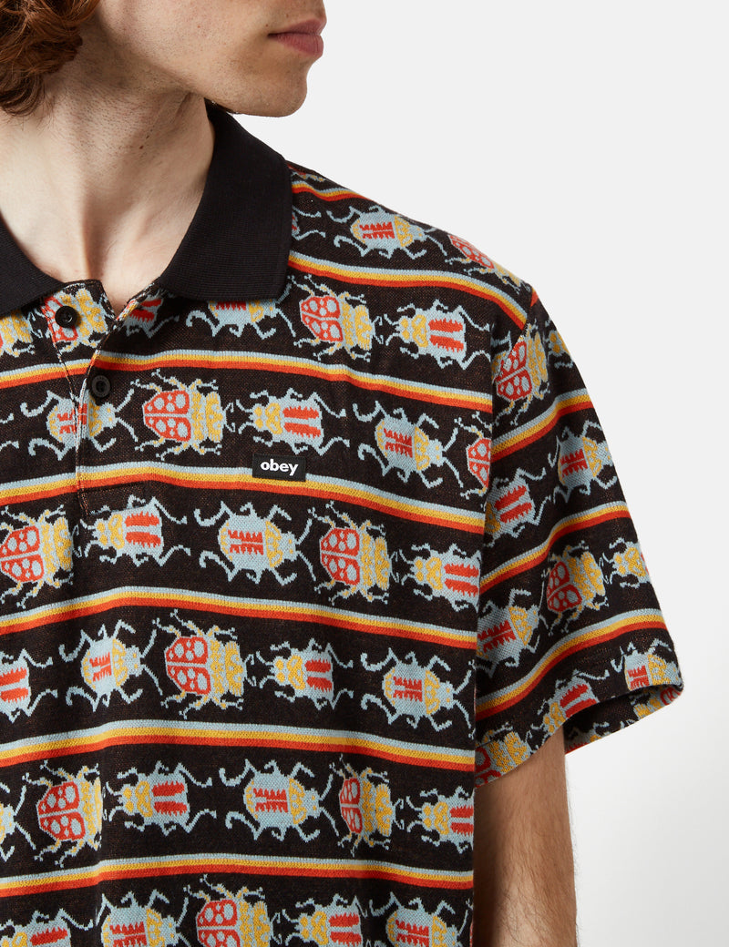 OBEY Bugs Jacquard Short Sleeve Polo Shirt - Black Multi