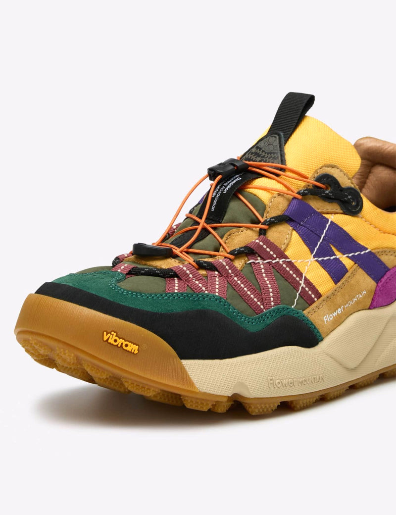 Flower Mountain Iwano 2 (Suede/Nylon) Shoes - Black/Cognac/Yellow