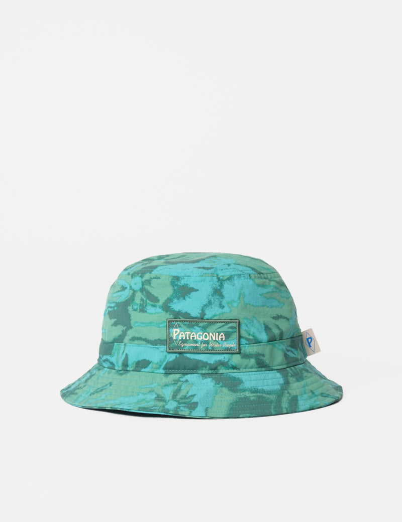 Patagonia Wavefarer Water People Banner Bucket Hat - Conifer Green