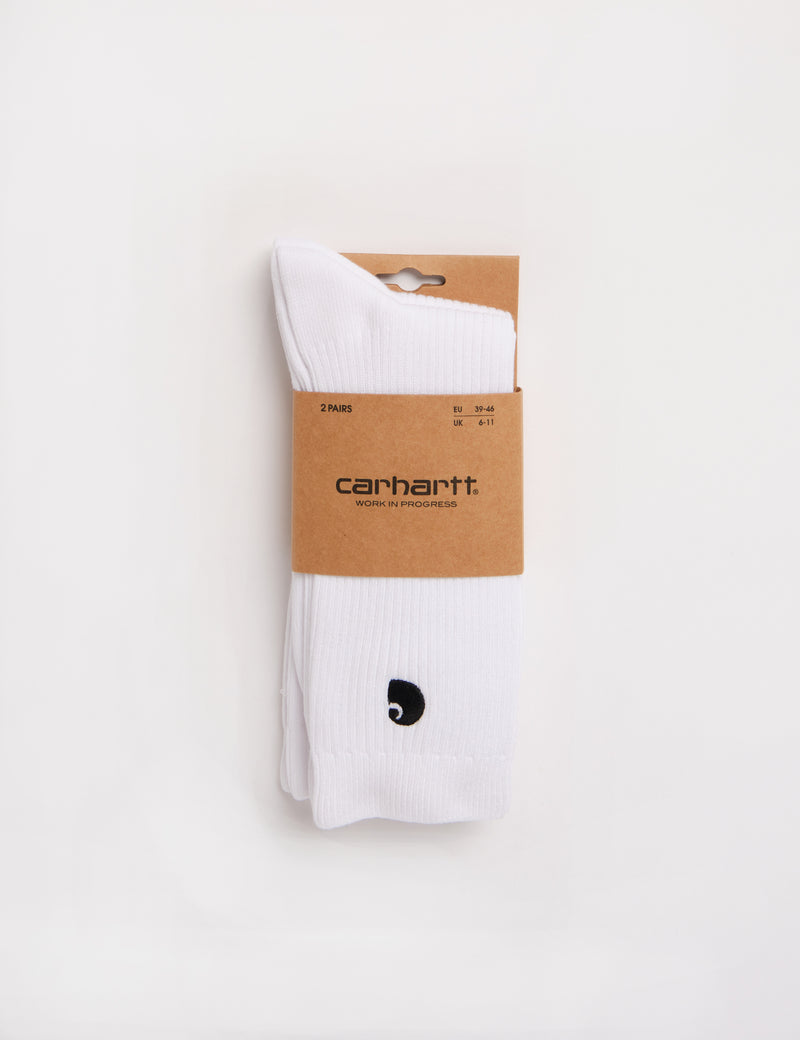 Carhartt-WIP Madison Pack Socks (2 Pack) - White/Black