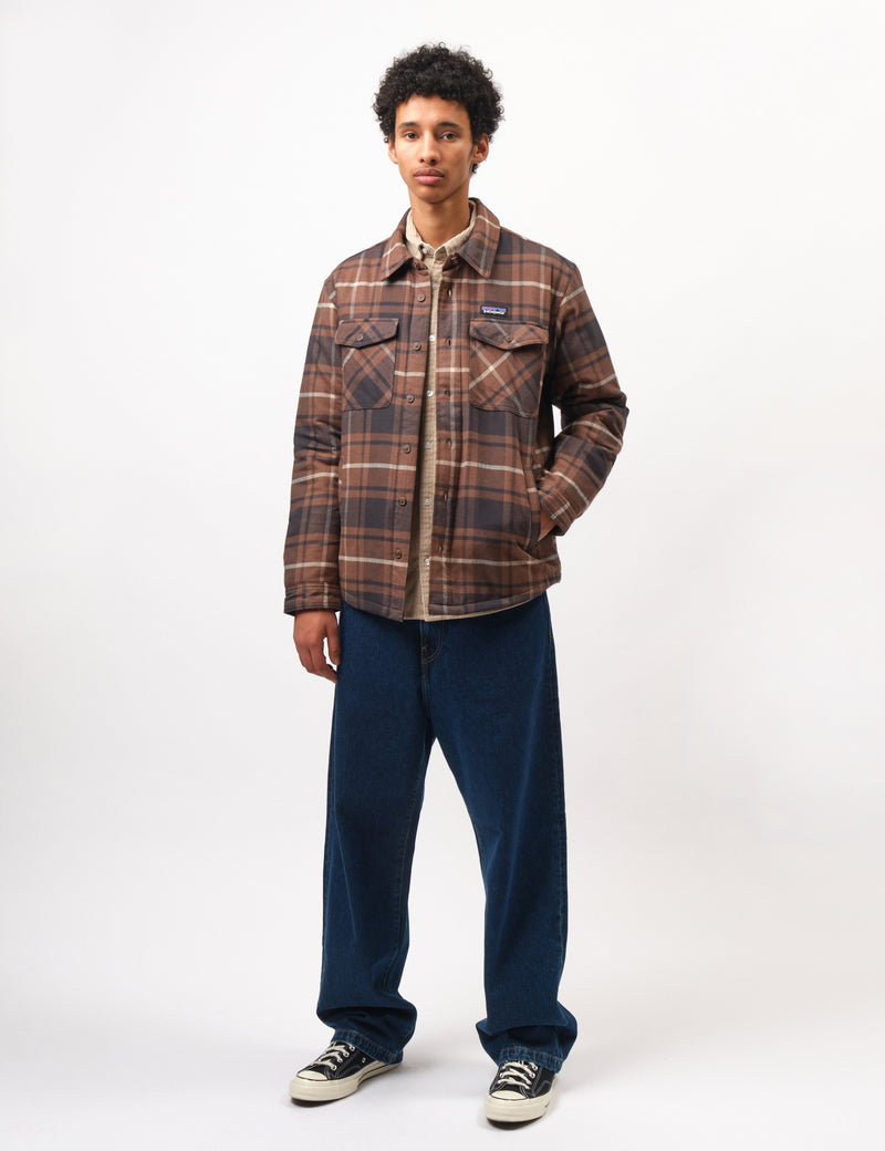 Patagonia LW Insulated Fjord Flannel Outdoor Shirt - Molasses Brown