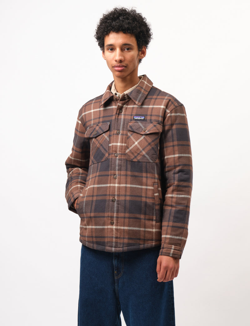 Patagonia LW Insulated Fjord Flannel Outdoor Shirt - Molasses Brown