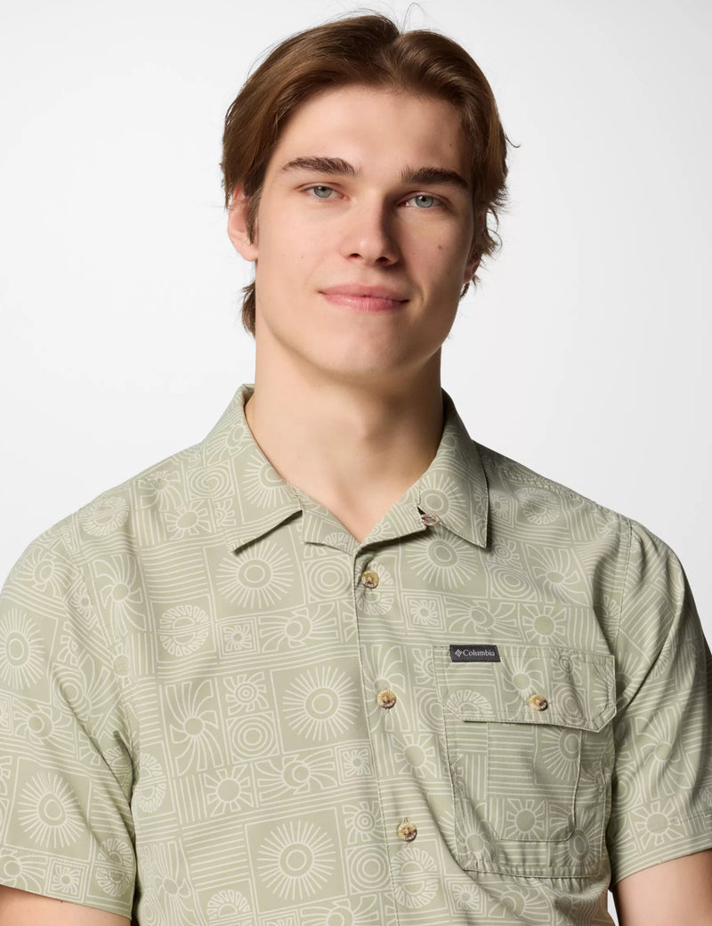 Columbia Tech Trail Utility Print SS Shirt - Safari Blazing