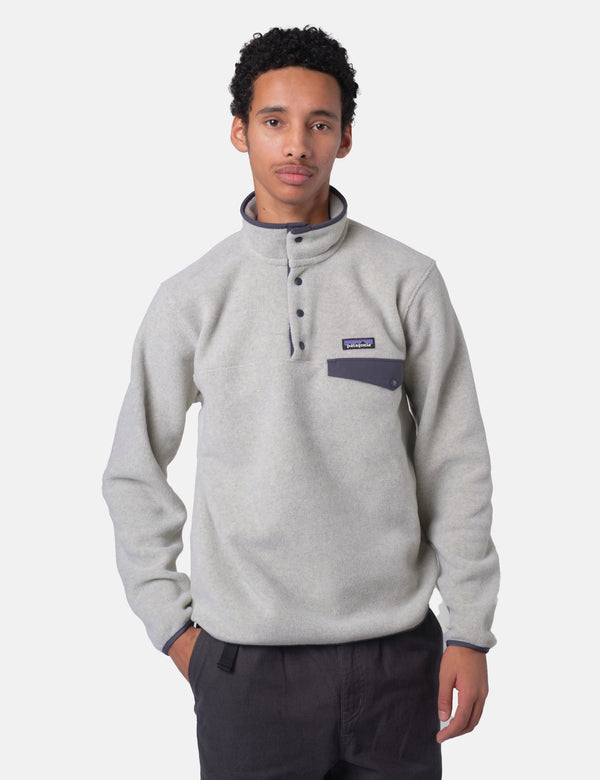 Patagonia LW Synchilla Snap-T Fleece - Oatmeal Heather w/Smolder Blue
