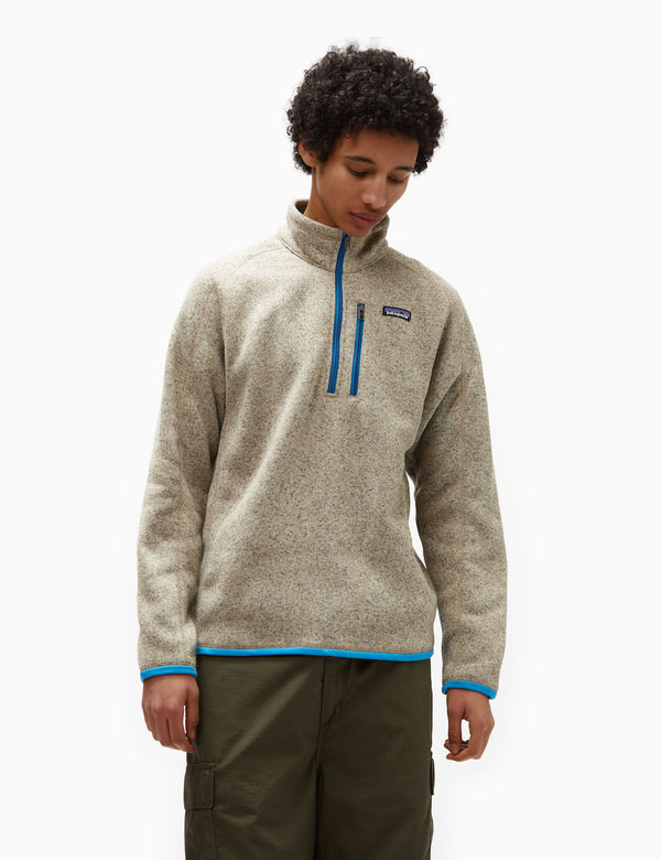 Patagonia Better Sweater 1/4 Zip Sweatshirt - Oar Tan/Vessel Blue