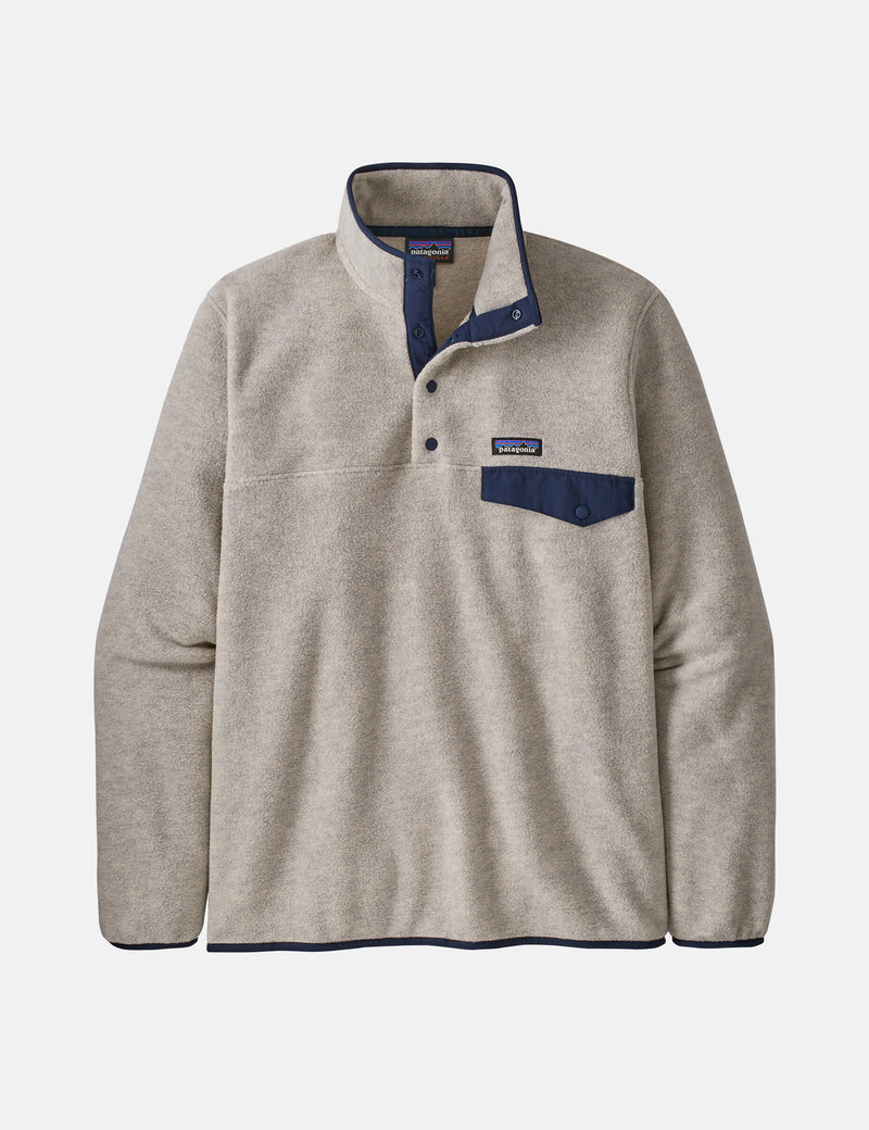 Patagonia LW Synchilla Snap-T Fleece - Oatmeal Heather w/Smolder Blue