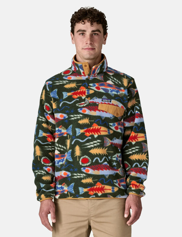 Patagonia LW Synchilla Snap-T Fleece - Salmon Energy: Old Growth Green