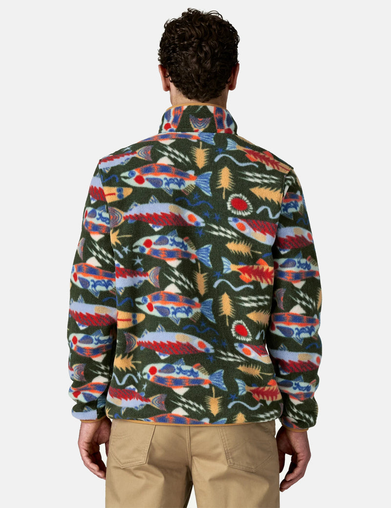 Patagonia LW Synchilla Snap-T Fleece - Salmon Energy: Old Growth Green