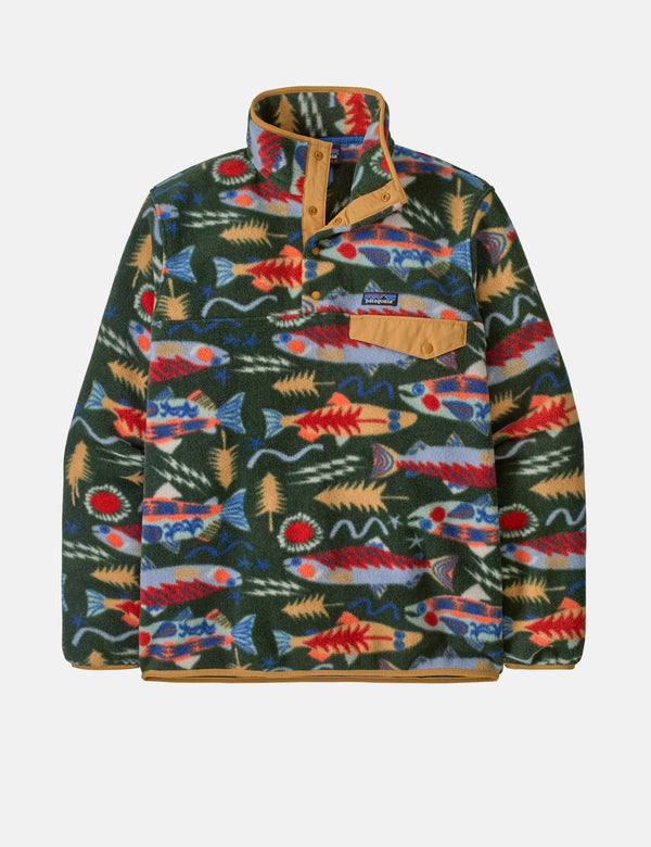 Patagonia LW Synchilla Snap-T Fleece - Salmon Energy: Old Growth Green