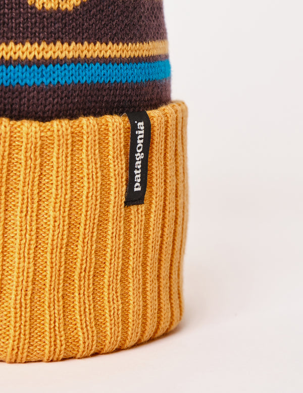 Patagonia Powder Town Beanie Hat - Park Stripe: Dried Mango