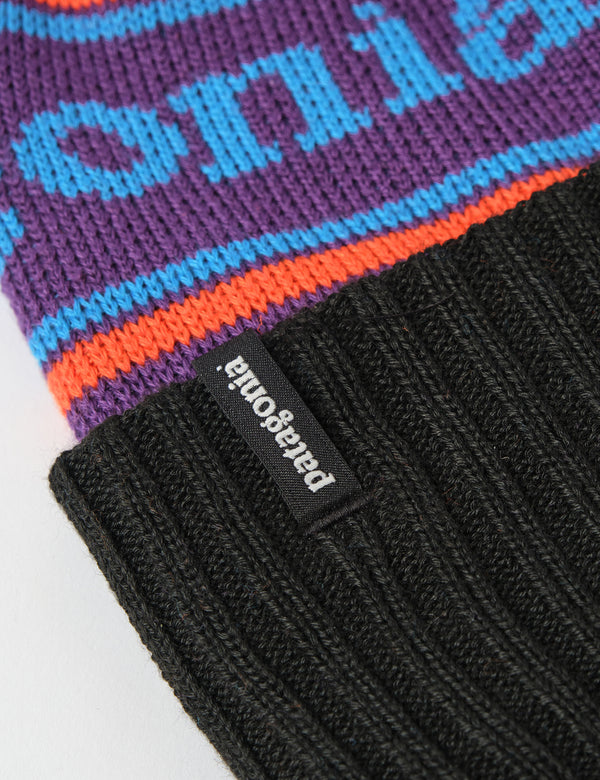 Patagonia Powder Town Park Stripe Beanie Hat - Purple