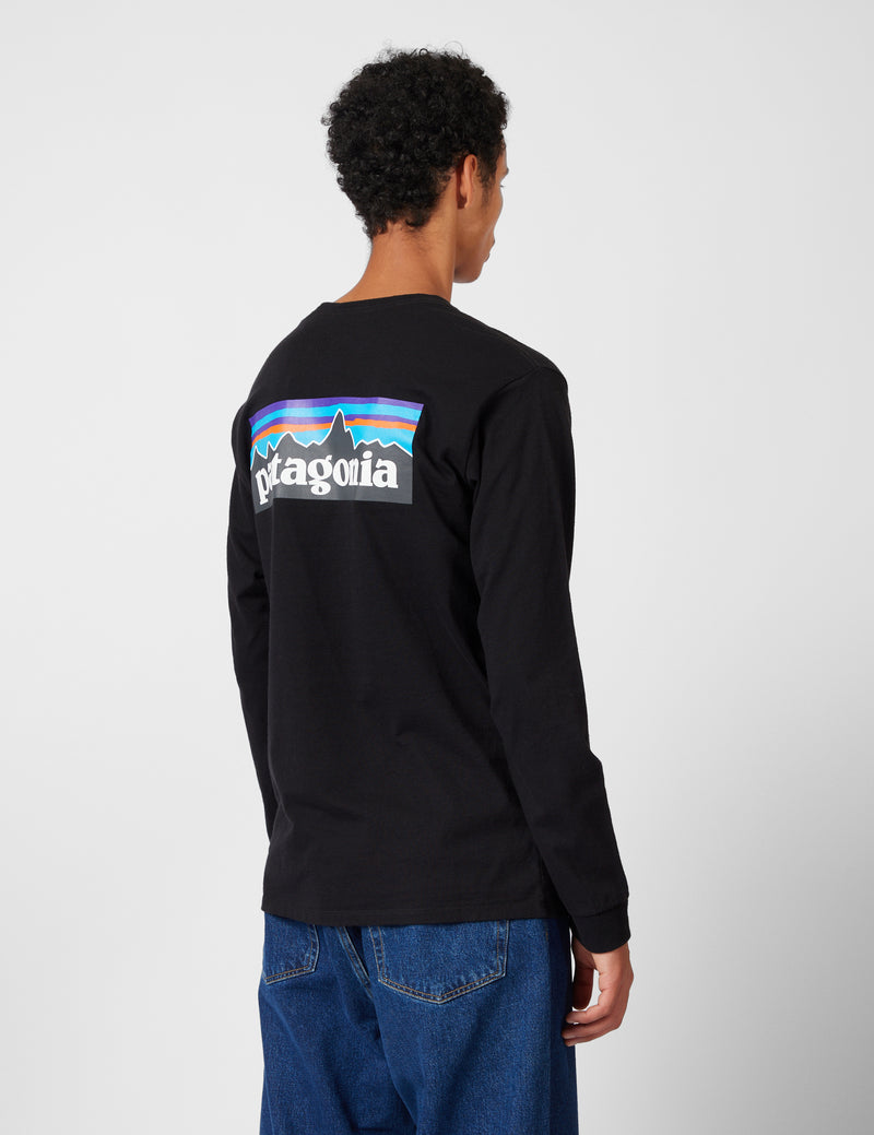 Patagonia P-6 Logo Responsibili-Tee Long Sleeved T-Shirt - Black
