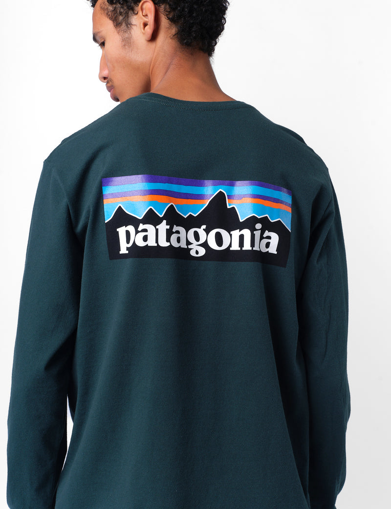 Patagonia P-6 Logo Responsibili-Tee Long Sleeved T-Shirt - Cascade Green