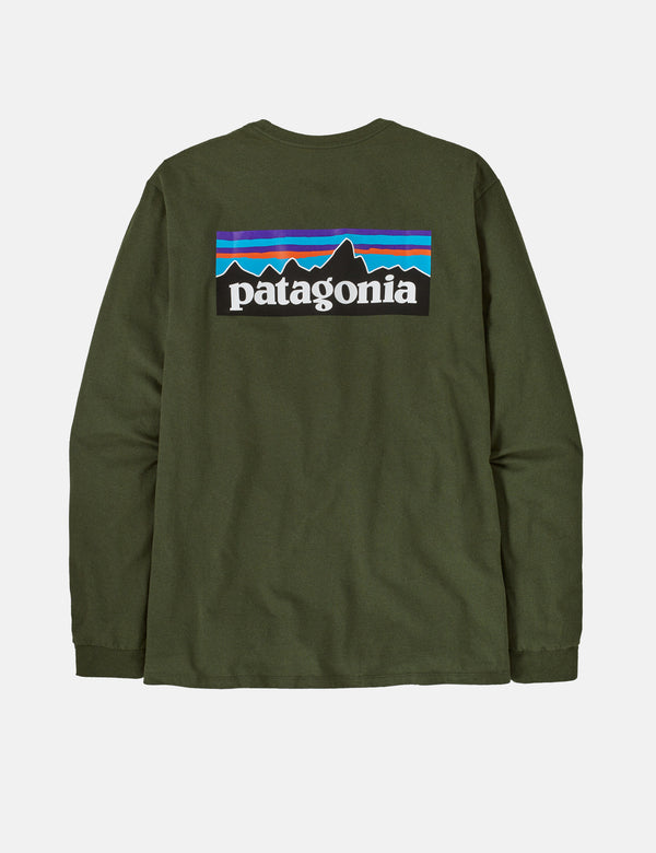 Patagonia Long Sleeve P-6 Logo Responsibili-Tee - Torrey Pine Green