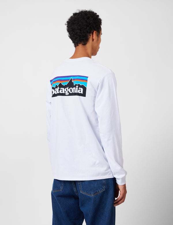 Patagonia P-6 Logo Responsibili-Tee Long Sleeved T-Shirt - White