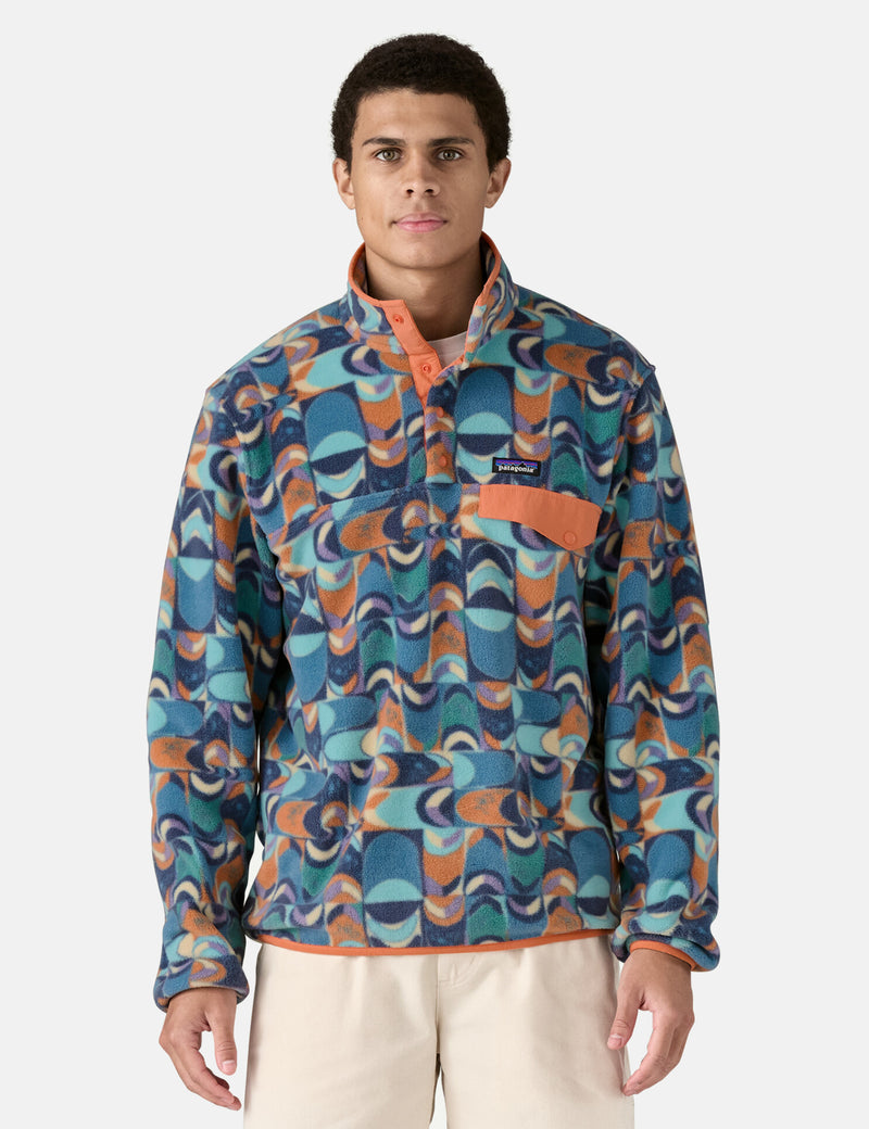 Patagonia LW Synch Snap-T Swallowtail Geo Pullover  - Blue