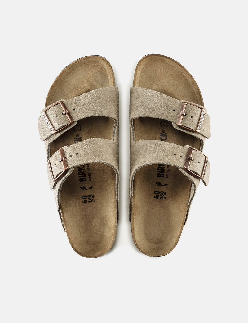 Womens Birkenstock Arizona Suede Sandal (Narrow) - Taupe