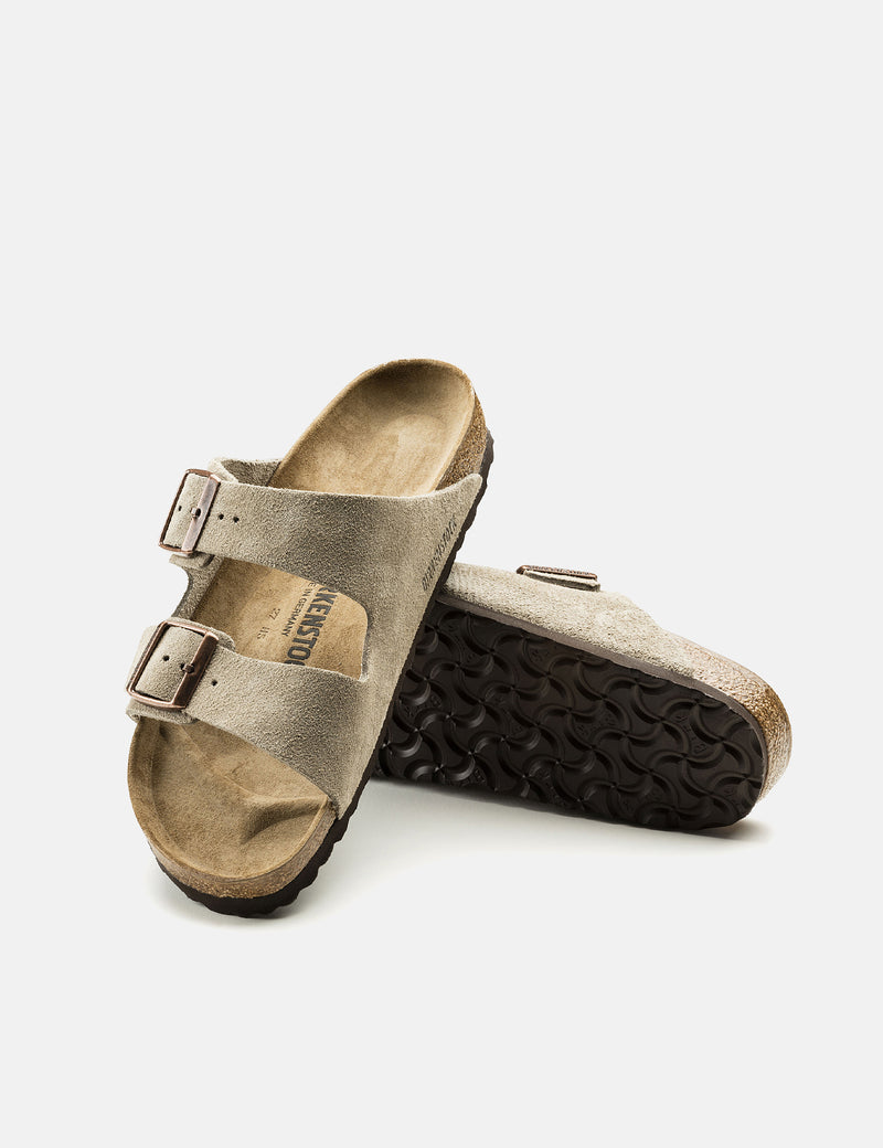 Womens Birkenstock Arizona Suede Sandal (Narrow) - Taupe