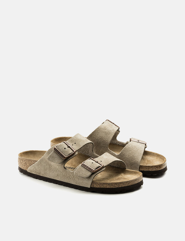 Womens Birkenstock Arizona Suede Sandal (Narrow) - Taupe