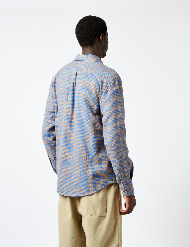 Portuguese Flannel Abstract Pied Poule Shirt - Blue