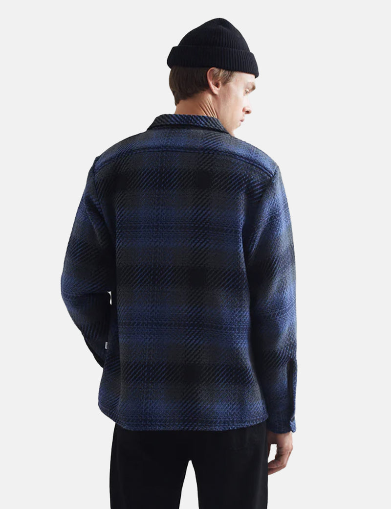 Wax London Whiting Overshirt (Dusk Check) - Navy Blue/Blue