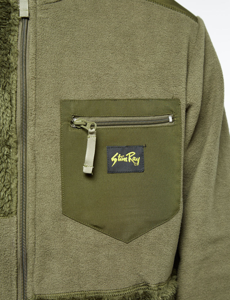 Stan Ray Patchwork Fleece Jacket - Olive Green