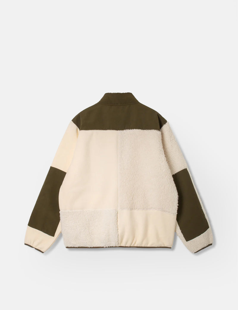 Stan Ray Patchwork Fleece Jacket - Natural/Olive Green