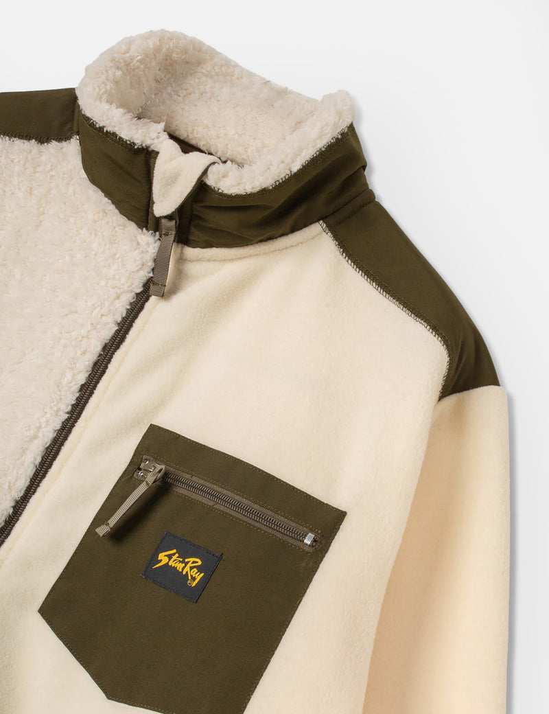 Stan Ray Patchwork Fleece Jacket - Natural/Olive Green