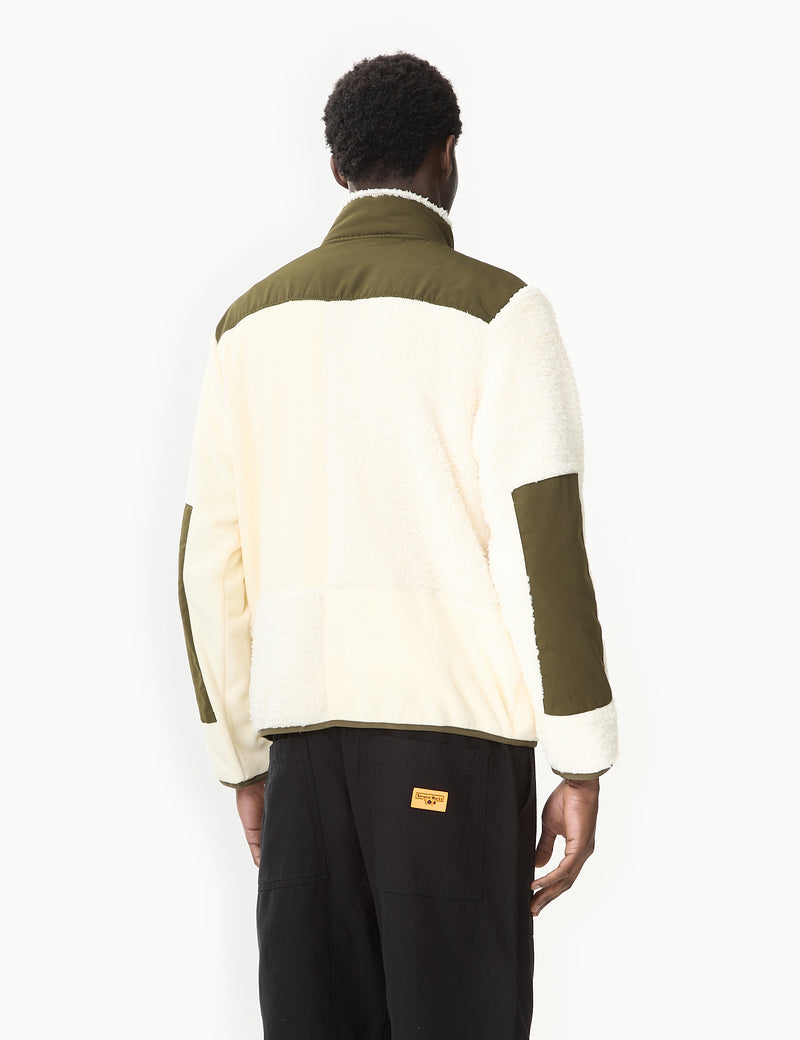 Stan Ray Patchwork Fleece Jacket - Natural/Olive Green