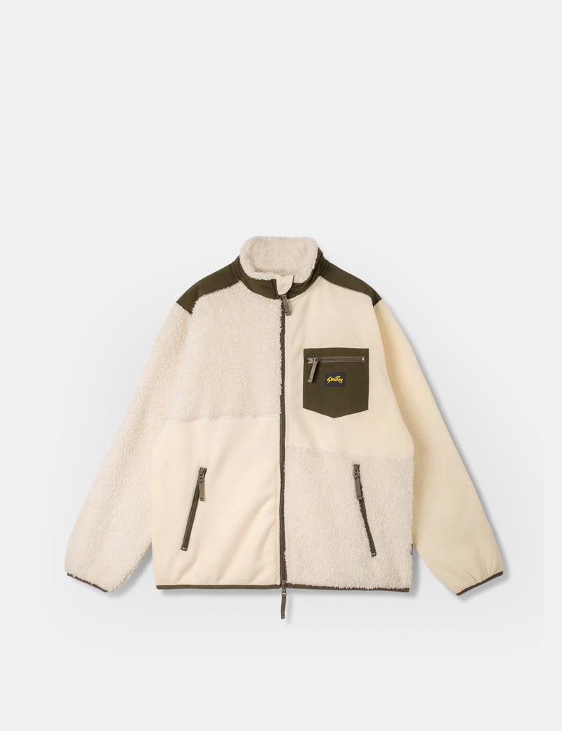 Stan Ray Patchwork Fleece Jacket - Natural/Olive Green