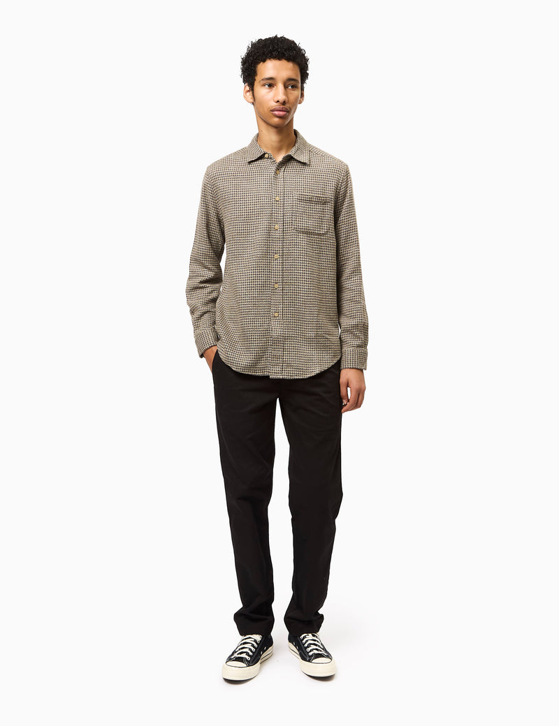 Portuguese Flannel Abstract Pied Poule Shirt - Charcoal