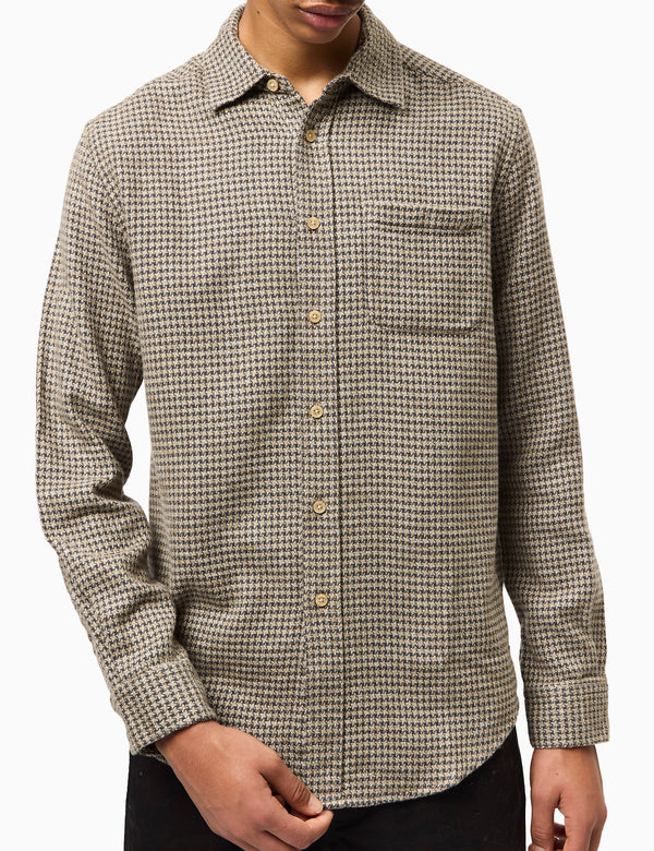 Portuguese Flannel Abstract Pied Poule Shirt - Charcoal