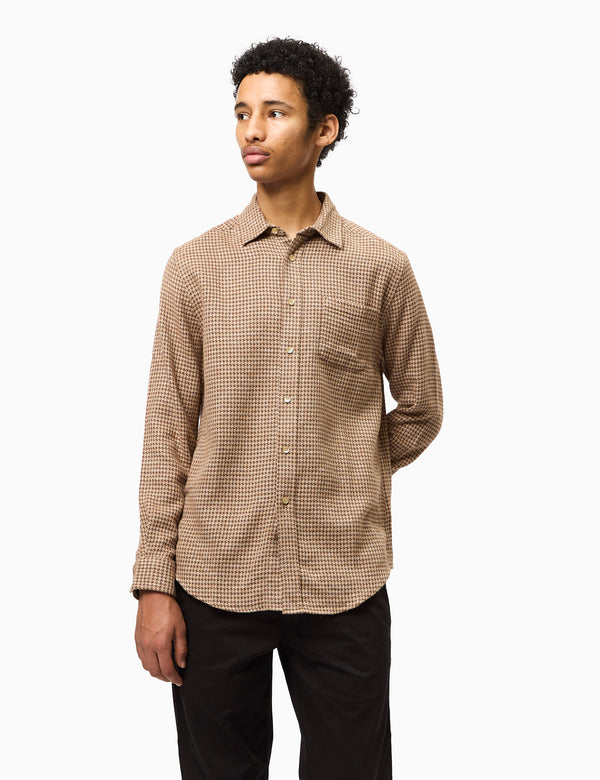 Portuguese Flannel Abstract Pied Poule Shirt - Brown