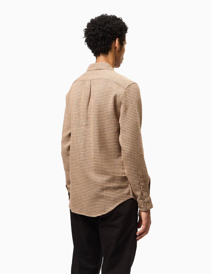 Portuguese Flannel Abstract Pied Poule Shirt - Brown