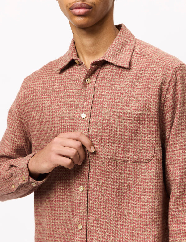 Portuguese Flannel Abstract Pied Poule Shirt - Clay