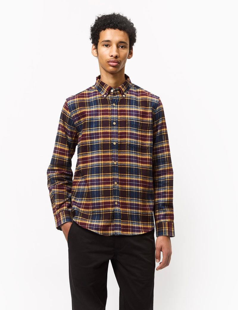 Portuguese Flannel Apollo Shirt - Blue/Bordeaux