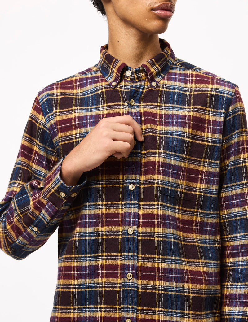 Portuguese Flannel Apollo Shirt - Blue/Bordeaux