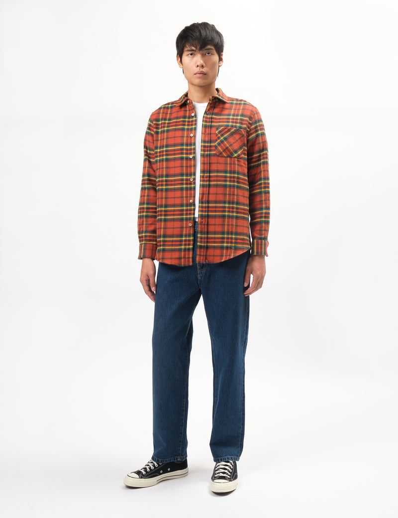 Portuguese Flannel Farol Shirt - Terracota/Yellow/Green