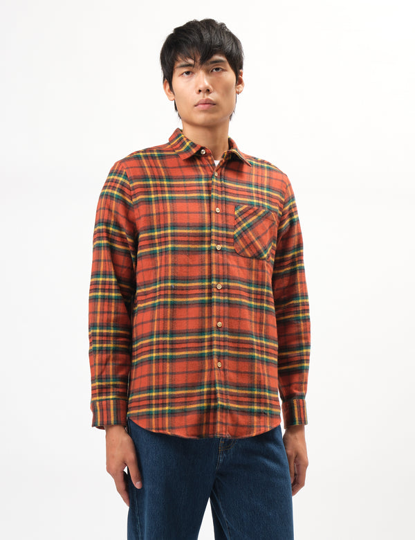 Portuguese Flannel Farol Shirt - Terracota/Yellow/Green