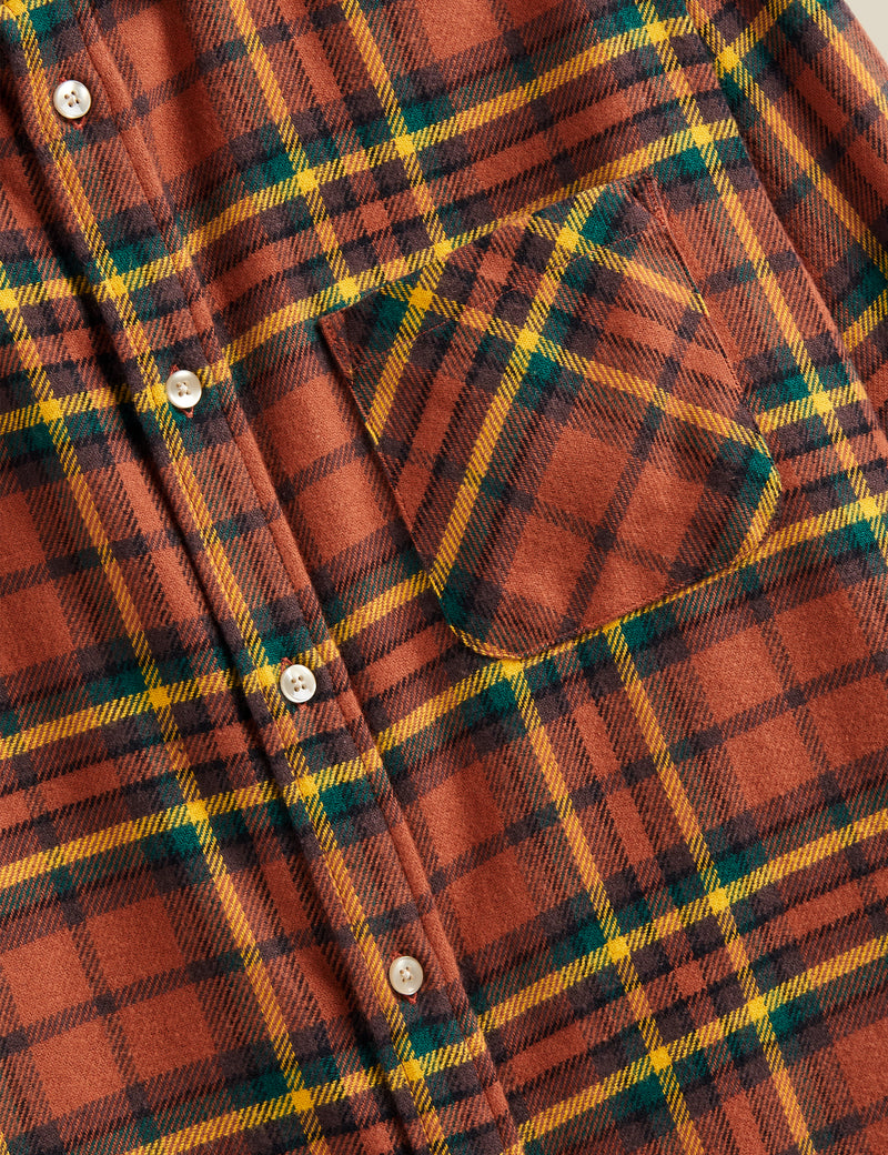 Portuguese Flannel Farol Shirt - Terracota/Yellow/Green